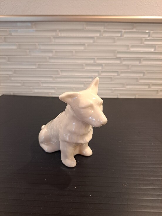 Belleek Other - Vtg. Belleek Irish Porcelain Sitting Dog Figurine Green Mark MINT